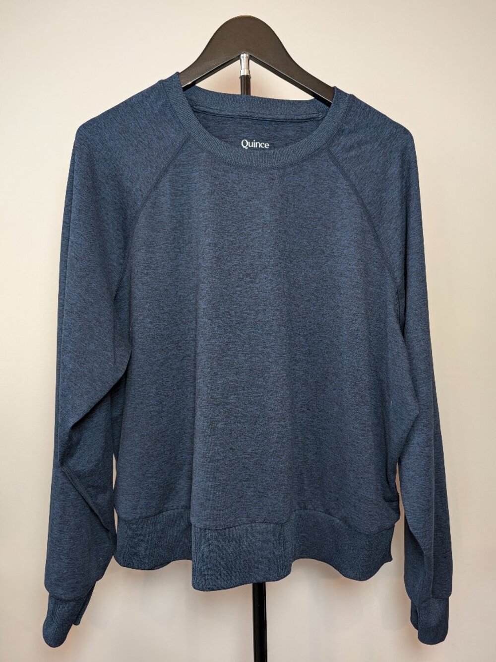 Quince Women's Size L Flowknit Pullover Crew Heather Navy